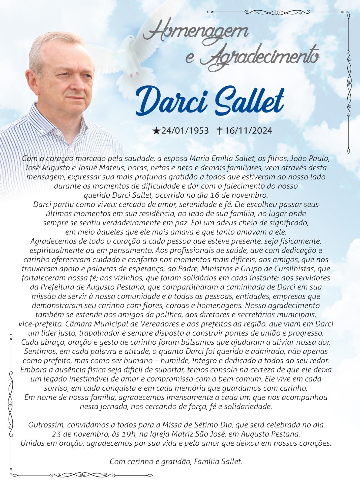 HOMENAGEM E AGRADECIMENTO PREFEITO DARCI SALLET