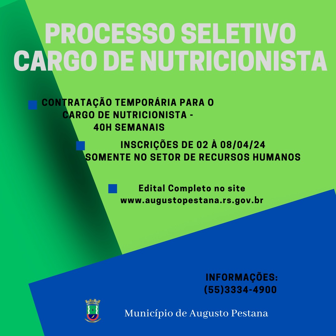 Augusto Pestana: Processo Seletivo para Nutricionista