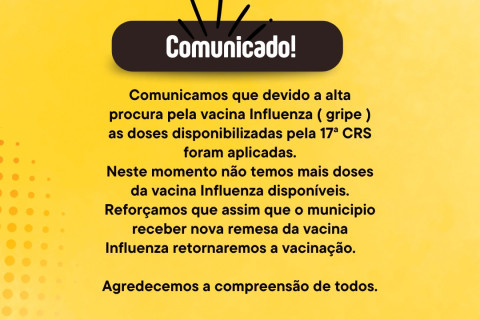 Comunicado da Secretaria de saúde de Augusto Pestana